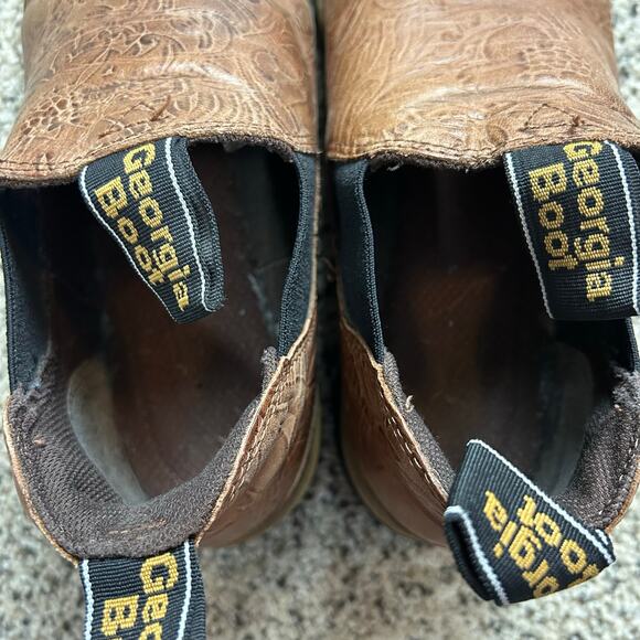 Georgia Boot Womens Romeo Boots Size 10 Brown Embossed Leather - Picture 7 of 9